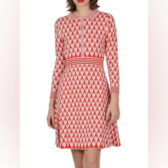 Molly Bracken Dresses & Skirts - Lili Sidonio Large Knit Heart-Print Shirt Dress